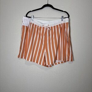 NWT~ Goodfellow & Co Men's 5" Orange Striped Swim trunks 4 Way Stretch Size XXL
